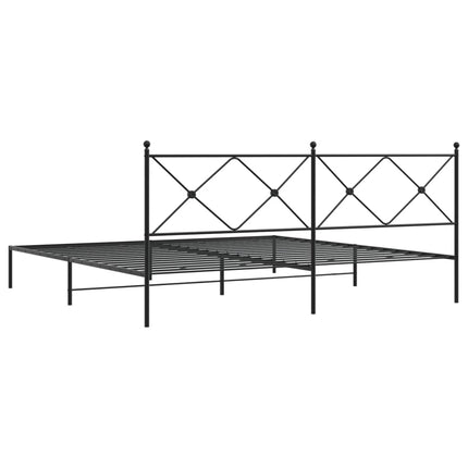Metal Bed Frame without Mattress with Headboard Black 76"x79.9