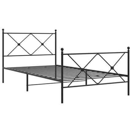 Metal Bed Frame without Mattress with Footboard Black 39.4"x78.7