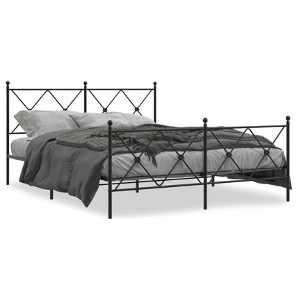 Metal Bed Frame without Mattress with Footboard Black 59.1"x78.7