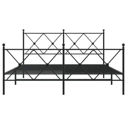 Metal Bed Frame without Mattress with Footboard Black 59.1"x78.7