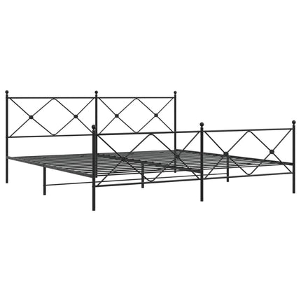 Metal Bed Frame without Mattress with Footboard Black 76"x79.9