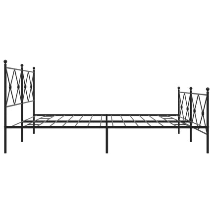 Metal Bed Frame without Mattress with Footboard Black 76"x79.9