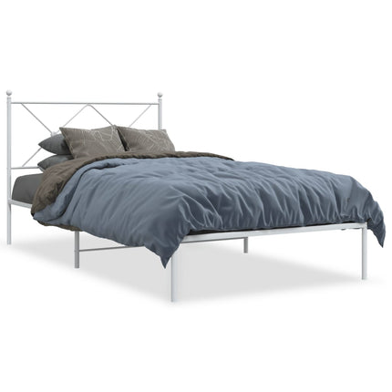Metal Bed Frame without Mattress with Headboard White 39.4"x78.7