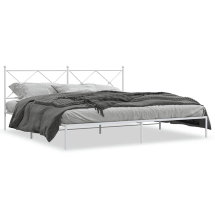 Metal Bed Frame without Mattress with Headboard White 76"x79.9