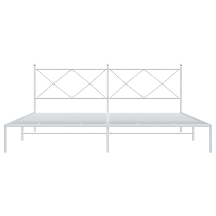 Metal Bed Frame without Mattress with Headboard White 76"x79.9