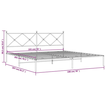 Metal Bed Frame without Mattress with Headboard White 76"x79.9