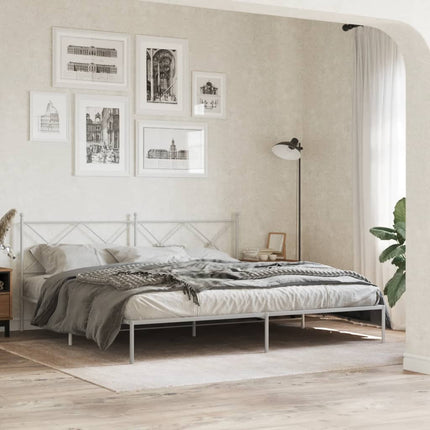 Metal Bed Frame without Mattress with Headboard White 76"x79.9