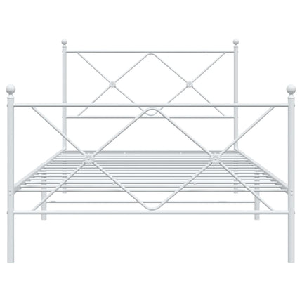 Metal Bed Frame without Mattress with Footboard White 39.4"x78.7