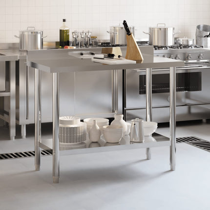 Kitchen Work Table with Backsplash 43.3"x21.7"x36.6" Stainless Steel