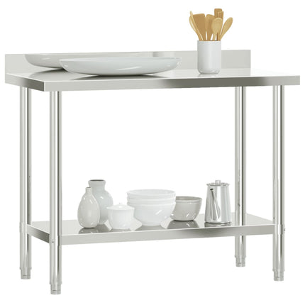 Kitchen Work Table with Backsplash 43.3"x21.7"x36.6" Stainless Steel