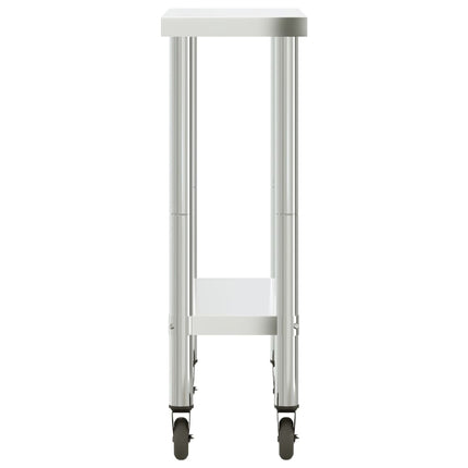 Kitchen Work Table with Wheels 32.5"x11.8"x33.5" Stainless Steel