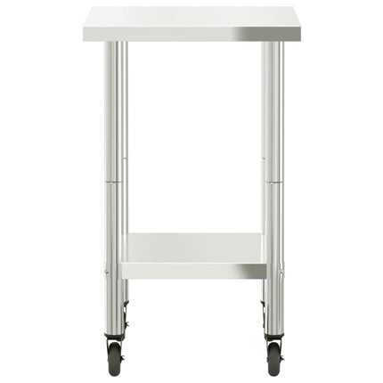 Kitchen Work Table with Wheels 21.7"x21.7"x33.5" Stainless Steel