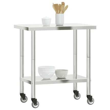 Kitchen Work Table with Wheels 32.5"x21.7"x33.5" Stainless Steel