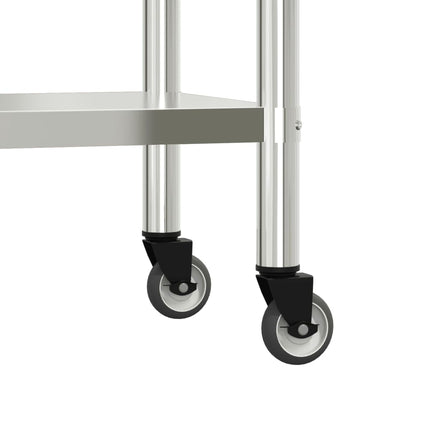 Kitchen Work Table with Wheels 43.3"x21.7"x33.5" Stainless Steel