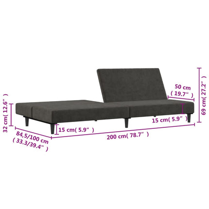 2-Seater Sofa Bed Dark Gray Velvet