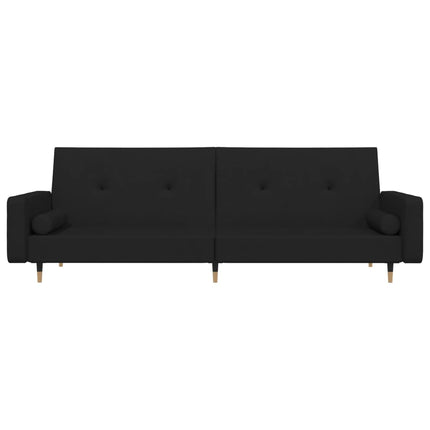 2-Seater Sofa Bed with Two Pillows Black Velvet