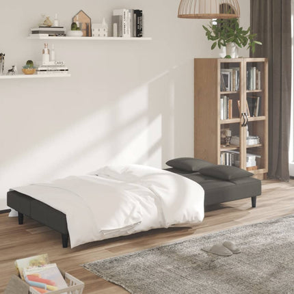 2-Seater Sofa Bed with Two Pillows Dark Gray Velvet