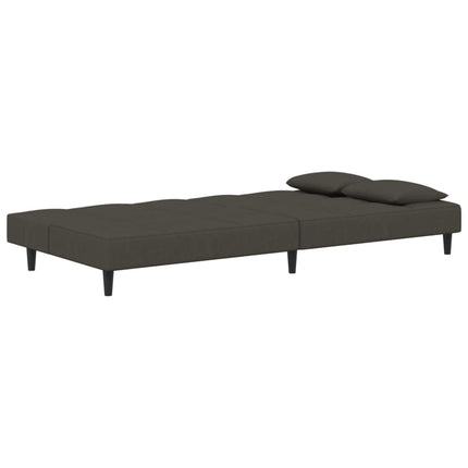 2-Seater Sofa Bed with Two Pillows Dark Gray Velvet