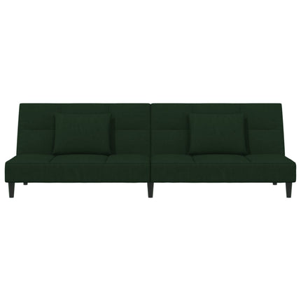 2-Seater Sofa Bed with Two Pillows Dark Green Velvet