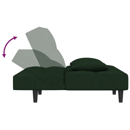 2-Seater Sofa Bed with Two Pillows Dark Green Velvet