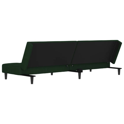2-Seater Sofa Bed with Two Pillows Dark Green Velvet