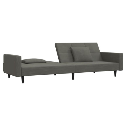 2-Seater Sofa Bed with Two Pillows Dark Gray Velvet