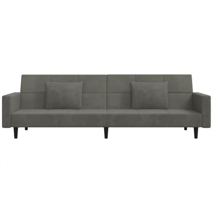 2-Seater Sofa Bed with Two Pillows Dark Gray Velvet