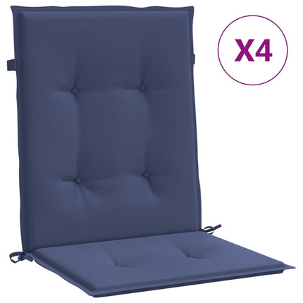 Lowback Chair Cushions 4 pcs Navy Blue Fabric