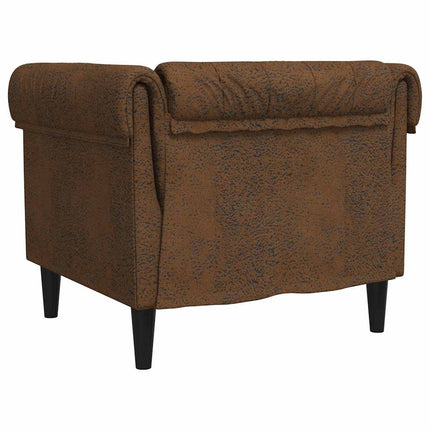 Chesterfield Sofa Chair Brown Fabric