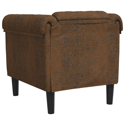Sofa Chair Brown Faux Suede Leather
