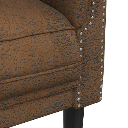 Sofa Chair Brown Faux Suede Leather