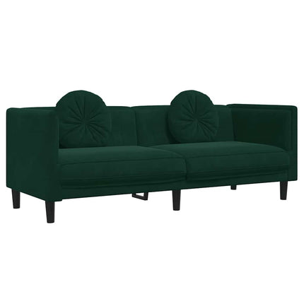 Sofa with Cushions 3-Seater Dark Green Velvet