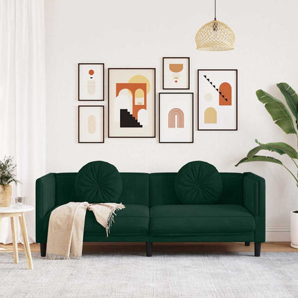 Sofa with Cushions 3-Seater Dark Green Velvet