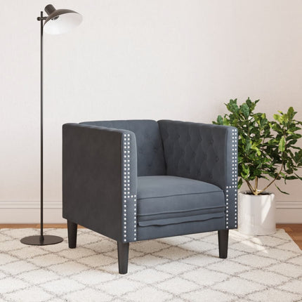 Chesterfield Sofa Chair Dark Gray Velvet