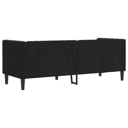 Chesterfield Sofa with Bolsters 3-Seater Black Velvet