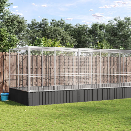 Aviary with Extension Silver 409.1"x81.5"x83.5" Steel