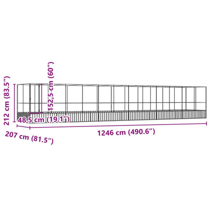 Aviary with Extension Silver 490.6"x81.5"x83.5" Steel