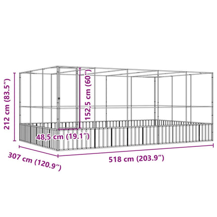 Aviary with Extension Silver 203.9"x120.9"x83.5" Steel