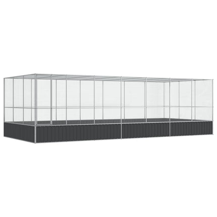 Aviary with Extension Silver 285.4"x120.9"x83.5" Steel