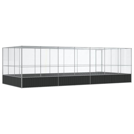 Aviary with Extension Silver 285.4"x120.9"x83.5" Steel