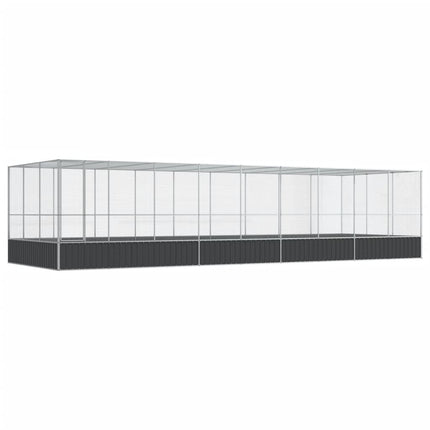 Aviary with Extension Silver 366.9"x120.9"x83.5" Steel