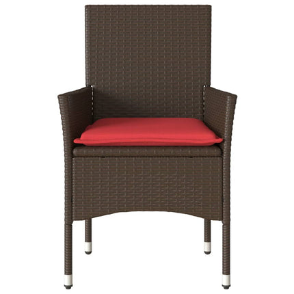 Patio Chairs with Cushions 2 pcs Brown Poly Rattan