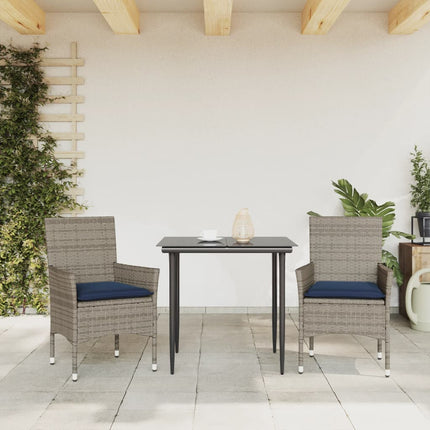 Patio Chairs with Cushions 2 pcs Grey Poly Rattan