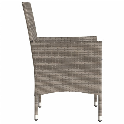 Patio Chairs with Cushions 2 pcs Grey Poly Rattan