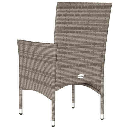 Patio Chairs with Cushions 2 pcs Grey Poly Rattan
