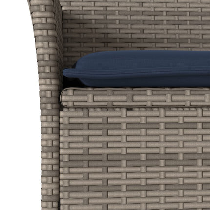 Patio Chairs with Cushions 2 pcs Grey Poly Rattan