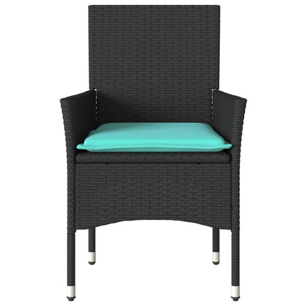 Patio Chairs with Cushions 2 pcs Black Poly Rattan