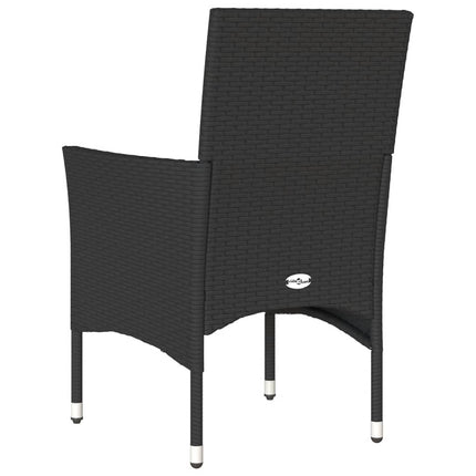 Patio Chairs with Cushions 2 pcs Black Poly Rattan