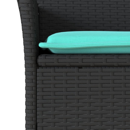 Patio Chairs with Cushions 2 pcs Black Poly Rattan