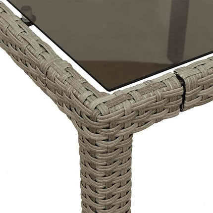 Patio Table with Glass Top Light Gray 35.4"x35.4"x29.5" Poly Rattan